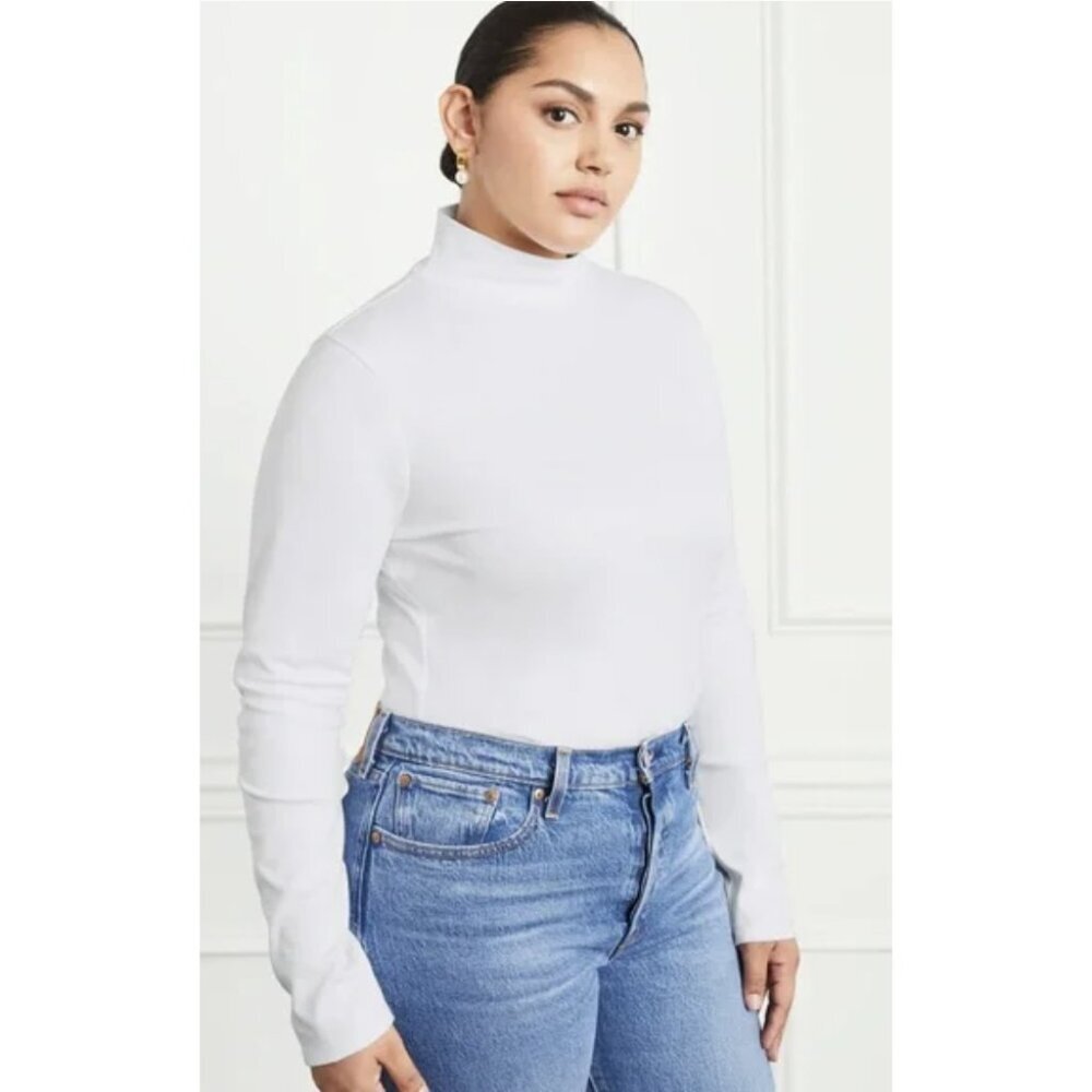 HILL HOUSE HOME The Luna Bodysuit in White Jersey Minimalist Neutral - Size S - Picture 2 of 15